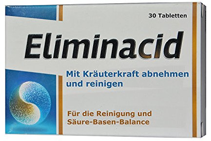 Eliminacid, mit Pflanzen entsäuern, Schadstoffe ausscheiden, 3 Kräuter, 4 Mineralstoffe, 9 Vitamine, 30 Tabl., Basenpulver, Basentabletten, Detox Kur