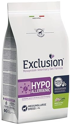 Exclusion - Diet Hypoallergenic Adult Medium Large agli Insetti e Piselli da 12 kg