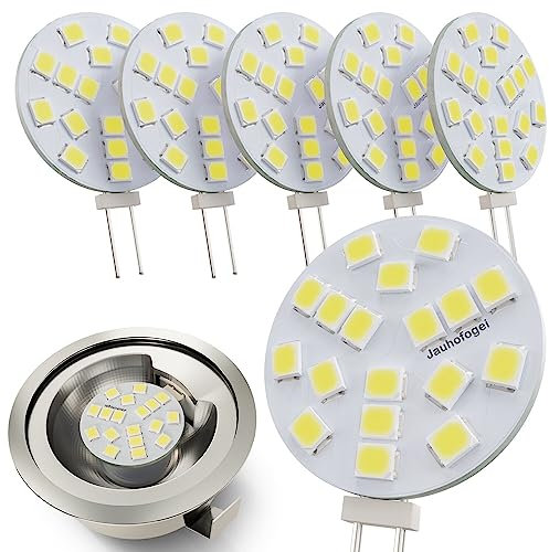 Ampoule LED G4 Ronde 12 Volts Blanc Froid équivalent Ampoule Halogène JC G4 12V 20W - Petite Ampoule G4 pour Hotte de Cuisine Four - Spot Encastrable Halogene 2 Watt G4 lumière du Jour - Lot de 6