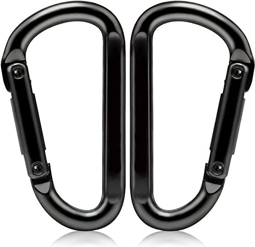EZYA Carabiner Clip, 860lbs, 3 Iron Heavy Duty Carabiner, D Shape Hook - Hammocks, Camping, Hiking Accessories, Keychains, Caribiniers for Dog Leash, Yoga Swing, Gym etc, Black