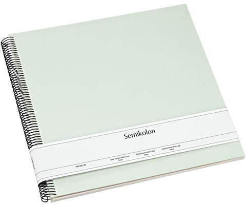 Semikolon 364035 Spiral Album Economy Large, 34,5x33,2 cm, Fotoalbum, 50 Seiten cremeweiß, Fotobuch, moss pastell-grün