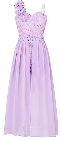 Freebily Brudklänning för flickor elegant chiffong prinsessklänning blommig spets brudklänning brudtärna bröllop bröllop kväll födelsedagsfest, Langla C, 11-12 år