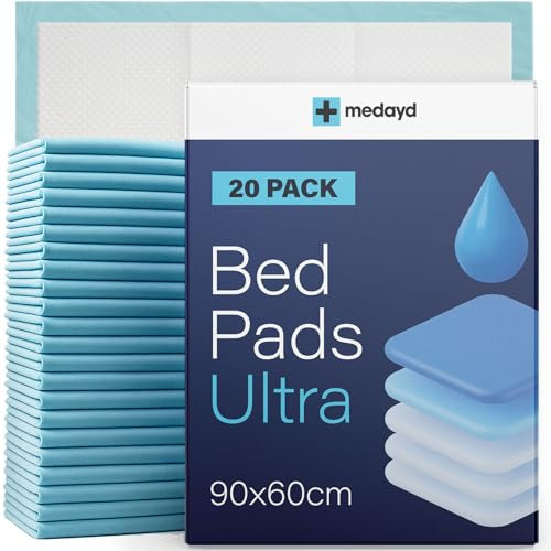 20 x MEDAYD Incontinence Bed Pads 90 x 60cm | Extra Large Disposable Incontinence Pads | Ultimate Absorbency Incontinence Bed Sheets For Adults, Children & Babies | 1,200ML Capacity | CE Certified