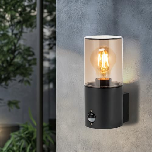 MIRATIC Vägglampa för Utomhusbruk Idealisk för Fasader Balkonger Uteplatser Trädgårdar Vägglampa för Utomhusbruk IP54 E27 Glödlampa Ingår Ej (med rörelsedetektor)