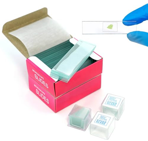 100 Stück Vorgereinigte Mikroskop Objektträger 76,2x25,4mm & 200 Deckgläser 20x20mm, Mikroskop Zubehör für Labor, Biologie & Wissenschaft, Klarglas mit Glänzend Kanten für Präzise Analyse