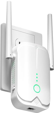 WiFi Extender Booster, WiFi Repeater WLAN Verstärker WiFi Extender bis zu 5000sq.ft Mit Repeater/AP Modus, Long Range Amplifier mit Ethernet Port zu Allen WLAN Geräten, 1-Key Setup, Access Point