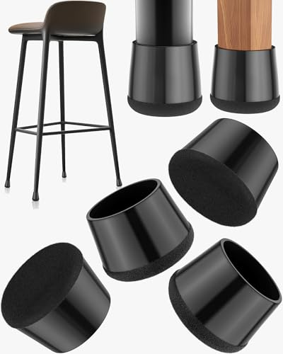 yomanta 24 Piezas Protector Patas Sillas Silicona, Antideslizante, Antiruido y Antiarrañazos, Almohadillas para Patas de Sillas - Protege Suelos de Parquet, Cerámica y Madera - Negro L 32-36mm
