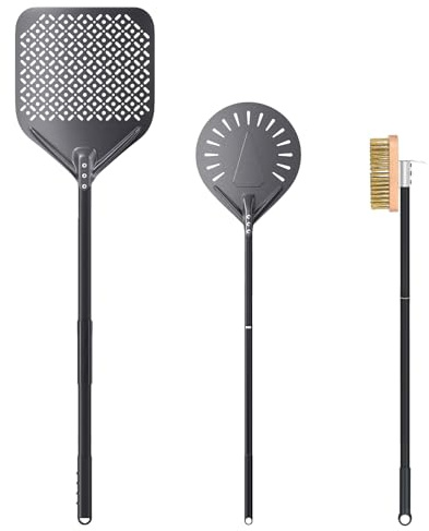 NUTUNI Lot de 3 pelles à pizza rectangulaires en aluminium anodisé dur - 30 x 112 cm - 23 cm - Pour la maison, le restaurant