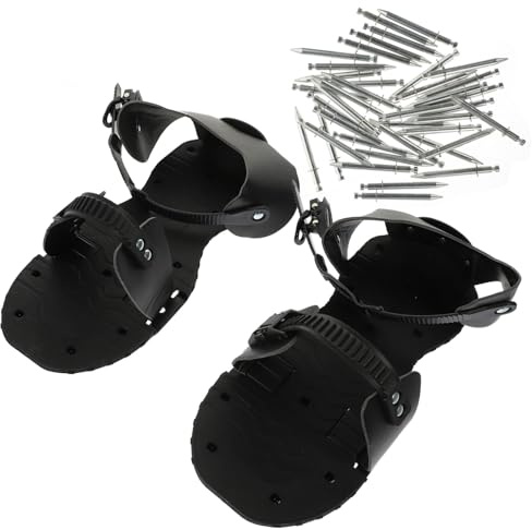 BESPORTBLE Zapatos Aireadores de Césped Ajustables para Jardinería, Calzado Púas de Clavos, Negro, para Airear Patio y Césped, Mejora Circulación de Aire y Agua, Cómodos y Resistentes