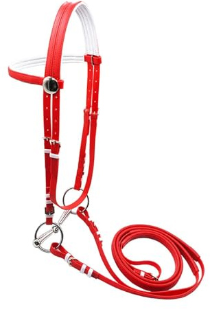 harayaa Brida para Caballo Incorporando Cabezada con Cuerda Riendas Cómodas Y Ajustables Diseño Antideslizante Uso en Granjas Deportes Horsemanship, L Red