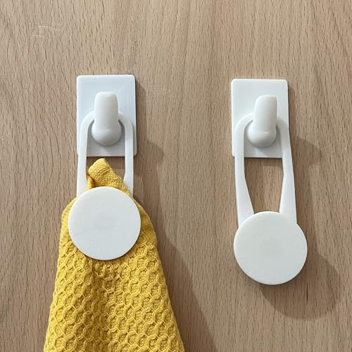 Genérico Set de Clips y Gancho Autoadhesivo para Colgar Trapos de Cocina, Toallas, Visillos, Fundas de Sofá, Color Blanco