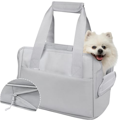 Borsa Trasportino Cane Gatti Regolabile Trasportini da Viaggio per Cani Piccola Taglia con Tappetino Rimovibile Cintura di Sicurezza per CaneGatto Fino a 6KG Borse Impermeabile 40 * 26 * 20CM(Gris-B)