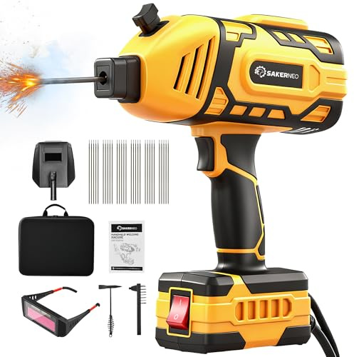 SakerNeo Compact Handheld Welding Machine 220V IGBT Inverter, 20-120A Adjustable with 5-Step Dial, Lightweight Portable Welder for Electrodes 3/32 to 1/8 Inch - Ideal for DIY, Home Repair (Yellow)