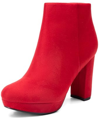 DREAM PAIRS Women's Stomp Red High Heel Ankle Bootie Size,12 US/10 UK