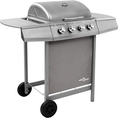 Festnight Barbecue à Gaz avec 4 Brûleurs 8,0 KW Argenté