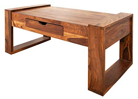 invicta INTERIOR Massiver Couchtisch MARKANT 100cm Sheesham mit Schublade Wohnzimmertisch Tisch Massivholztisch