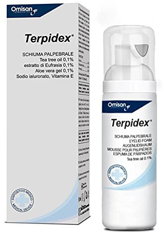 TerpiDEX Schiuma Detergente Palpebrale - Igiene e Cura di Viso e Palpebre. Con Tea tree oil, Eufrasia, Aloe vera, Sodio ialuronato e Vitamina E. Specifico per Blefarite, Demodex, Rosacea - 50 ml