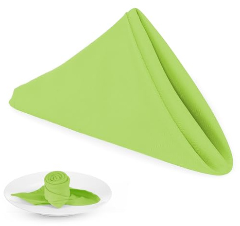 PLOYMONO Gräs gröna slitstarka tygservetter - 43 x 43 cm solida tvättbara middagsservetter i polyester - set med 8 servetter med fållade kanter - perfekt för bröllop, fester, banketter middag och mer