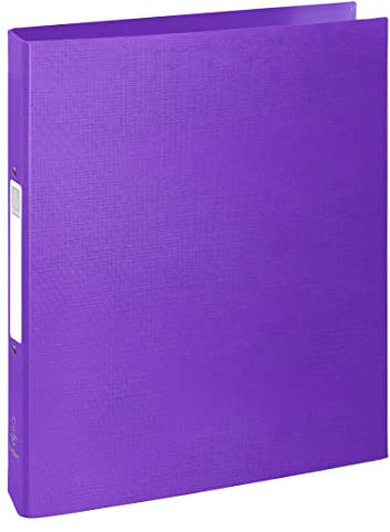 Exacompta 54657E Ringbuch Teksto aus starkem Karton mit wasserabweisendem Papierbezug für DIN A4, 2-O Ring Mechanik 40 mm breite violett Hefter ideal für Büro und Schule