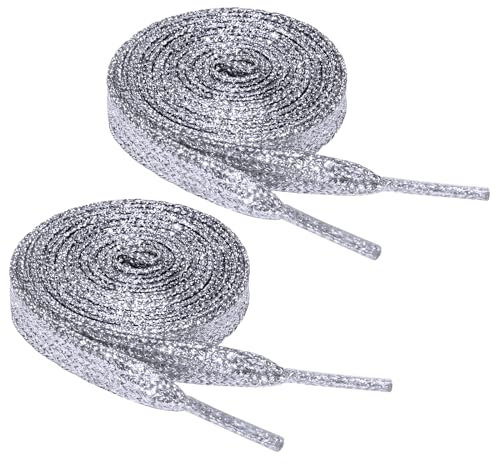 Flintronic Glitzer Schnürsenkel - 2 Paar Strass Flache Schnürsenkel, 140cm Lang, 10mm Breit - Bling Bling für DIY Turnschuhe, Segeltuchschuhe, Sneaker