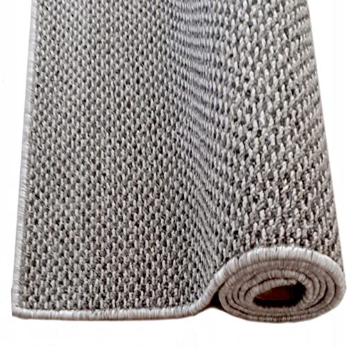 QLS Teppich Boho Terrassenteppich Grau Gewebe Indoor Outdoor Skandinavisch 200 x 300 cm