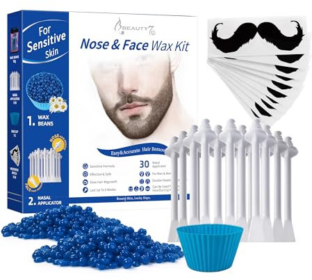 Beauty7 Nose Wax Kits Nasenwachs Set Nasenwachsset Nasenhaarentfernungswachs mit 50g Nasenhaarwachs 30 Nasenstick Nasenwaxing Nasenhaarentferner Nasenhaarentfernungsse für Männer und Frauen