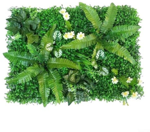 Besttoolifes Planta de césped verde artificial cuadrada de plástico para césped, seto artificial, paneles de plantas de boj verde, hiedra, valla de privacidad para decoración de pared del hogar (#1)