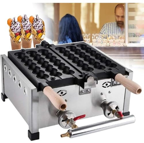 HYYKEJI Gaufrier à Bulles Commercial, gaufrier en Forme d'œuf en Acier Inoxydable, retournement Libre à 180 °, Chauffage Double Face, pour Restaurant, magasins de Desserts, Snack-Bar, cantines