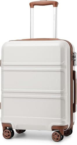 Kono Carry on Suitcase Hand Small Cabin Luggage Hard Shell Lightweight Travel Trolley Luggage Suitcase with TSA Lock and Sturdy 4 Spinner Wheels,(Cream White, Cabin 20)