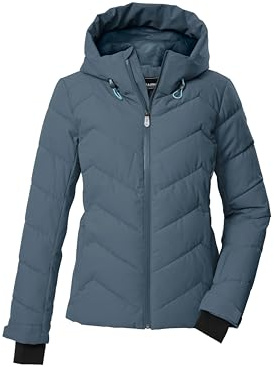 killtec Donna Giacca da sci/giacca trapuntata/giacca funzionale in look piumino con cappuccio e paraneve KSW 31 WMN SKI QLTD JCKT, taubenblau, 50, 43417-000