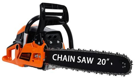Petrol Chainsaw, 58cc Top Handle Chainsaw, 20 Inch, High Power Gasoline Chain Saw, 3.5HP, 2-Stroke, Logging Saw for Tree Wood Branch Cutting Trimming, Lightweight, Heavy Duty & Powerful Red