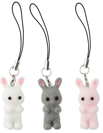 Bojueshaw 3pcs Cute Phone Charms,3D Felt Kitten Keychain,Kawaii Fluffy Pendant for Bag,Camera Decoration
