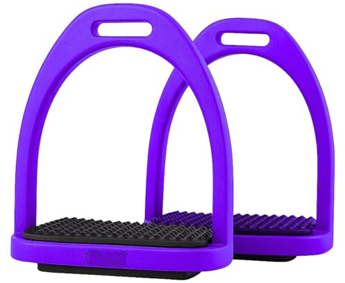 AK Baspro - Staffa per cavallo, in plastica, ad alta resistenza, durevole, in plastica di qualità, staffe di sicurezza, staffe per equitazione con cuscinetto in gomma antiscivolo, AKRS-6047-02 (viola