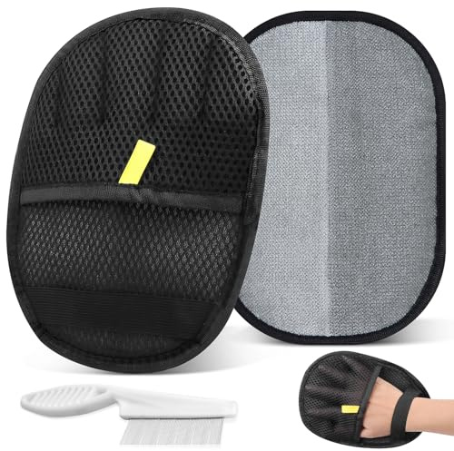 Niuny Manopla Quita Pelos Mascota 2pcs Guante Pelo Gato Incluye 1pcs Peine para Gatos Guantes de Pelo de Doble Cara Pet Hair Remover Glove Guantes Quita Pelos Gato Reutilizables para Gatos y Perros