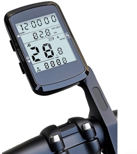 CWOQOCW Ordinateur GPS de vélo avec écran LCD de 6,1 cm sans fil, compteur de vitesse, compteur kilométrique, affichage rétroéclairé, batterie de 28 heures, design portable (ordinateur + base)