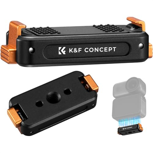 K&F CONCEPT Support Magnétique à Déverrouillage Rapide Compatible avec DJI Osmo Action 6/Osmo Nano, Base d'Extension en Alliage d'Aluminium avec Trou de Vis 1/4 pour Trépied, Stick à Selfie