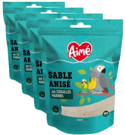 Aimé Amo Fondo de Jaula Arena Anisa para Pájaros 1,150 Kg (Paquete de 4)