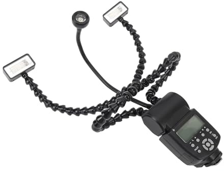 Hamwesh Macro Ring Flash, 3 Teste 5600K 8 Livelli di luminosità Regolabile Macro LED Flash, per Fotocamera con Slitta Calda per Fotocamere DSLR Macrofotografia
