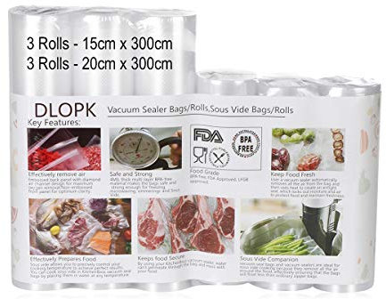 sac sous vide alimentaire,DLOPK Pack de 6 Packs 15 x 300cm et 20 x 300cm Compatible avec n'importe quelle scelleuse pour la maison,Certification de sécurité alimentaire pour Appareil sous Vide