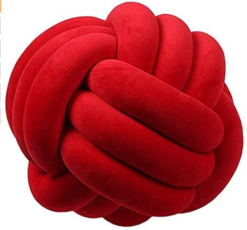 Nicole Knupfer Knot Kopfkissen Knotenkissen Plüsch Kissen Weiche Geknotetes Kissen Knoten Ball Kissen Dekor Bett Zimmer (Rot,35cm Durchmesser)