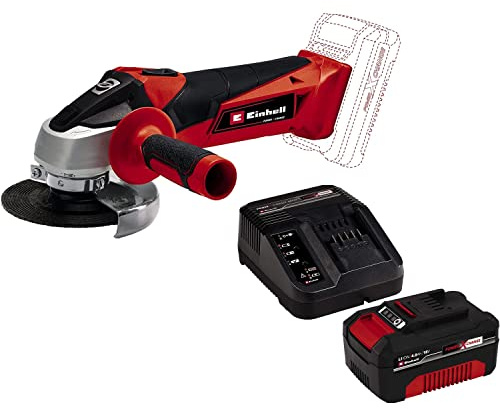 Einhell Power X-Change 18V Cordless Angle Grinder with Battery and Charger - 115mm (4 Inch) Disc Battery Grinder for Cutting, Grinding and Polishing - TC-AG 18/115 Li Cordless Power Tool Set