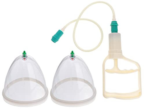 DOITOOL Hand Tools Glass Suction Cups 2Pcs Cupping Sets Large Back Cupping Vacuum Suction Negative Cupping Pump Body Massage Vacuum Cupping Tool Kit Hand Tools Glass Suction Cups