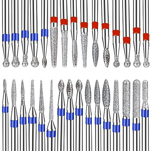 30 Stück Nagelfräser Bits Diamant Professioneller Nagelfräser Aufsätze Nagelbohrer Werkzeuge Polieren Schleifkopf für Elektrisch Nagelfeile Maniküre Pediküre Nagelpflege