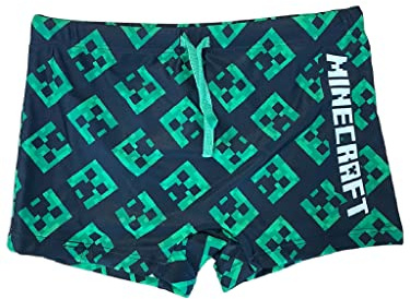 Fashion UK Minecraft Barndräkt - Simdräkt för barn - Pojke Baddräkt - Barnpool Kostym - Bebis Baddräkt - Minecraft Steve och Monster Kostym, Svart, 9 anni