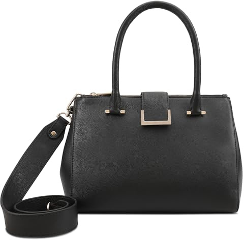 Paul Costelloe Designer Genuine Leather Medium Sized Multiway Bag - Elegant and Versatile Handbag with 4 Stylish Colours, MIAMI (JET BLACK)