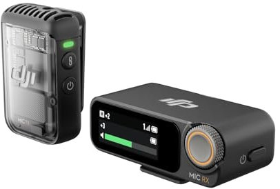 DJI Mic 2 (1 Sender + 1 Empfänger), kabelloses Mikrofon mit intelligenter Rauschunterdrückung, interne 32-Bit-Float-Aufnahme, optimierter Sound, 250 m Reichweite, Mikrofon für iPhone, Android