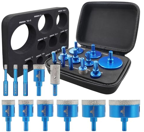 BRSCHNITT - Juego de 11 sierras de diamante para porcelana, azulejos, cerámica, mármol, granito, varilla triangular