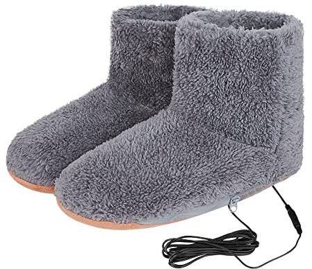 USB Heating Slipper Boots Electric Heated Foot Warmer High Boot Slippers Shoes Winter Warm Furry Home Floor Footwear Thermal Indoor Ankle Bootie for Women Men