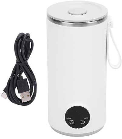 Hervidor de agua de viaje inalámbrico, 3000 mAh, recargable, portátil, 400 ml, hervidor de agua de acero inoxidable, de acero inoxidable