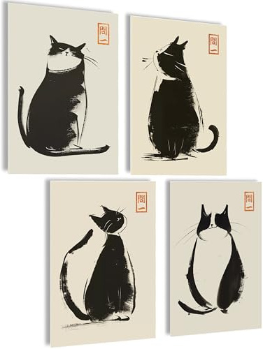 Mojoliving Poster Giapponese, Arte Decorativa, Immagini Estetiche, Anime, Poster da Soggiorno - Regalo Gatto